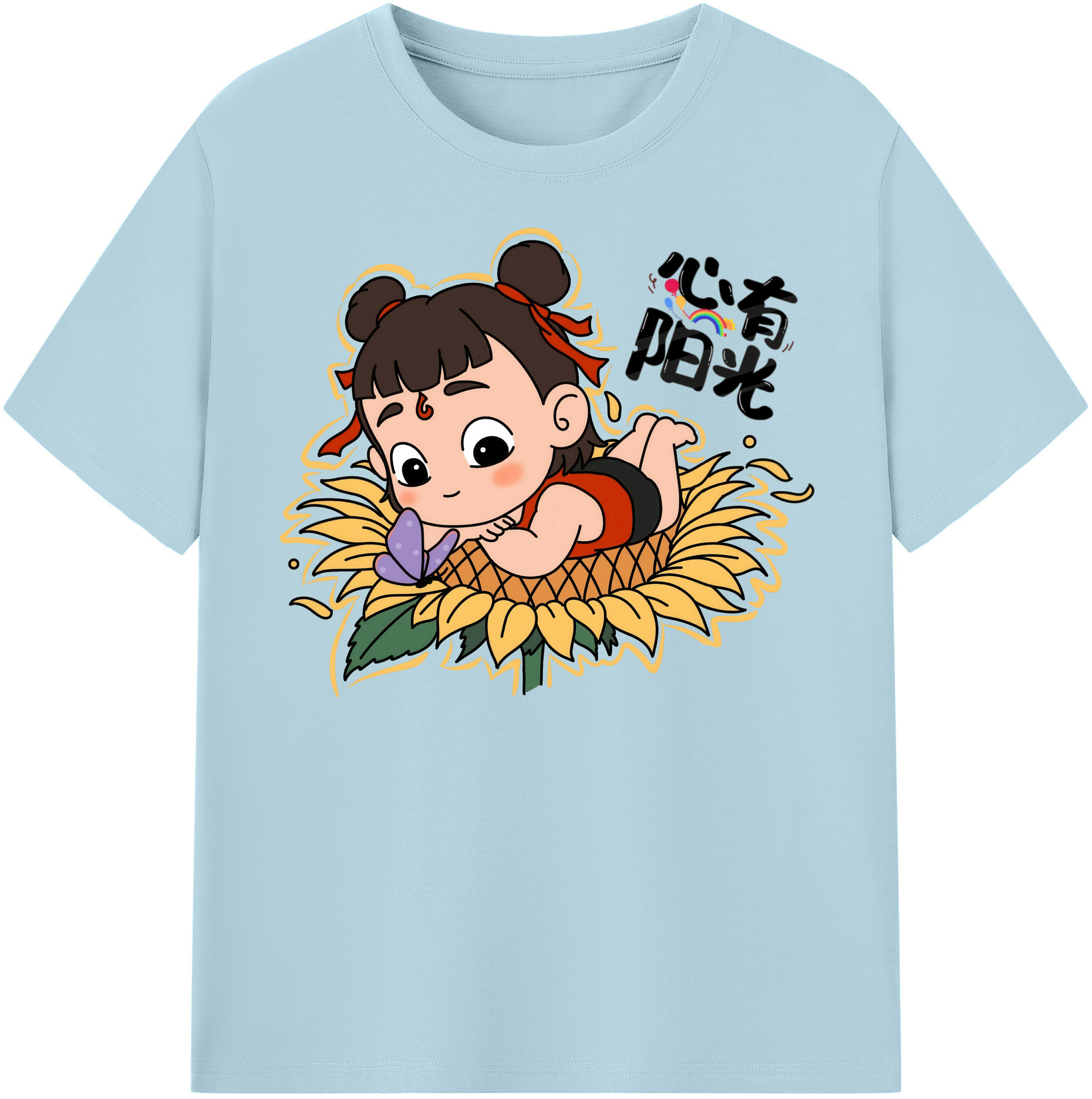 （画像用） Ne Zha 2 ナタ 魔童の大暴れ 綿100％半袖Tシャツ（フロントプリント）